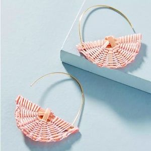 ❤️ Boho Chic Pink Rattan Fan Earrings